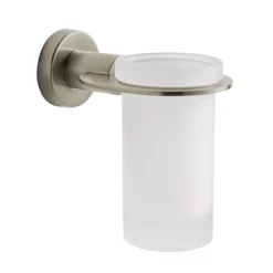 Venice Brushed Nickel Glass Tumbler & Holder