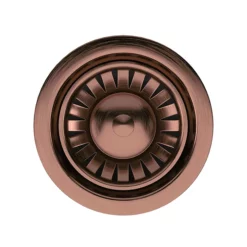 Venice Brushed Copper Basket Strainer Kitchen Sink Waste With Rectangular Overflow Plate -smedbo shop vnkbs291 d1