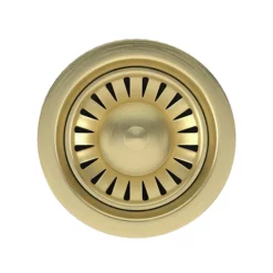 Venice Brushed Brass Basket Strainer Kitchen Sink Waste With Rectangular Overflow Plate 5 Venice Brushed Brass Basket Strainer Kitchen Sink Waste With Rectangular Overflow Plate -smedbo shop vnkbs295 d1