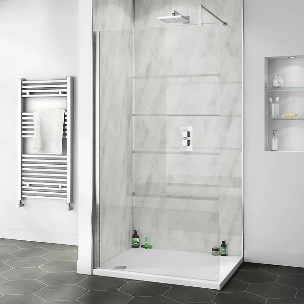 Victorian Plumbing Orion Grey Marble Shower Wall Panel - 2400 X 1000mm 1 Victorian Plumbing Orion Grey Marble Shower Wall Panel - 2400 X 1000mm