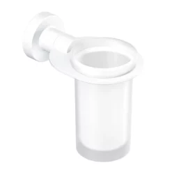 Venice White Glass Tumbler & Holder