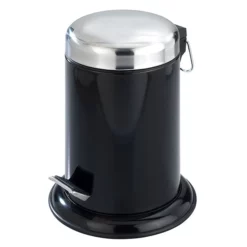 Wenko Retoro 3 Litre Cosmetic Pedal Bin - Stainless Steel - Black
