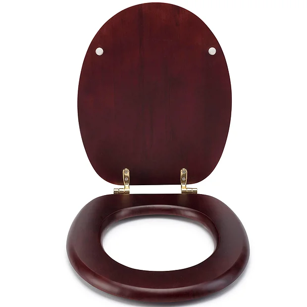 Croydex Mahogany Effect Solid Wood Toilet Seat With Brass Effect Fixings 6 Croydex Mahogany Effect Solid Wood Toilet Seat With Brass Effect Fixings - Image 6
