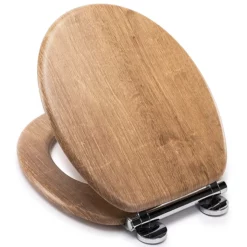 Croydex Flexi-Fix Ontario Teak Effect Anti-Bacterial Toilet Seat With Soft Close And Quick Release -smedbo shop wl602086hai2