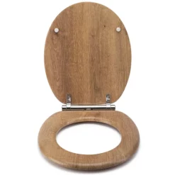 Croydex Flexi-Fix Ontario Teak Effect Anti-Bacterial Toilet Seat With Soft Close And Quick Release -smedbo shop wl602086hai3