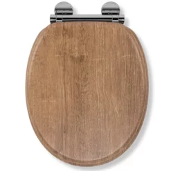 Croydex Flexi-Fix Ontario Teak Effect Anti-Bacterial Toilet Seat With Soft Close And Quick Release
