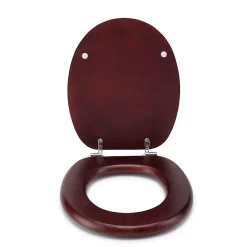 Croydex Flexi-Fix Davos Mahogany Effect Solid Pine Anti-Bacterial Toilet Seat -smedbo shop wl602252hai3