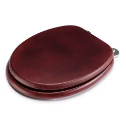 Croydex Flexi-Fix Davos Mahogany Effect Solid Pine Anti-Bacterial Toilet Seat