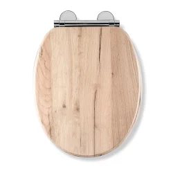Croydex Corella Grey Oak Effect Flexi-Fix Toilet Seat With Soft Close And Quick Release