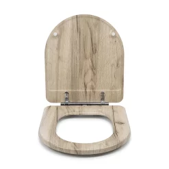 Croydex Varese Grey Oak Effect D-Shaped Flexi-Fix Toilet Seat With Soft Close And Quick Release -smedbo shop wl610131h d1