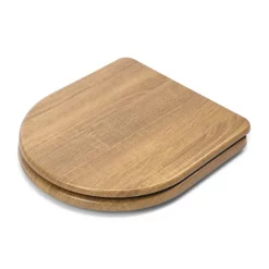 Croydex Levico Oak Effect D-Shaped Flexi-Fix Toilet Seat With Soft Close And Quick Release -smedbo shop wl610286h d1