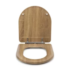 Croydex Levico Oak Effect D-Shaped Flexi-Fix Toilet Seat With Soft Close And Quick Release -smedbo shop wl610286h d2