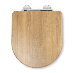 Croydex Levico Oak Effect D-Shaped Flexi-Fix Toilet Seat With Soft Close And Quick Release -smedbo shop wl610286h d3