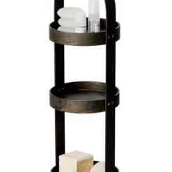 Victorian Plumbing Freestanding Wooden Round Storage Caddy Dark Oak -smedbo shop wrscdo d1