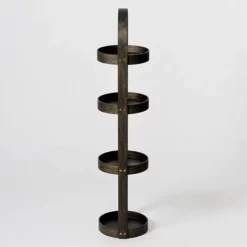 Victorian Plumbing Freestanding Wooden Round Storage Caddy Dark Oak