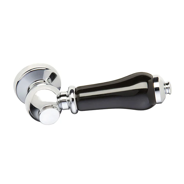 Imperial Chrome & Black Ceramic Cistern Lever Handle 1 Imperial Chrome & Black Ceramic Cistern Lever Handle