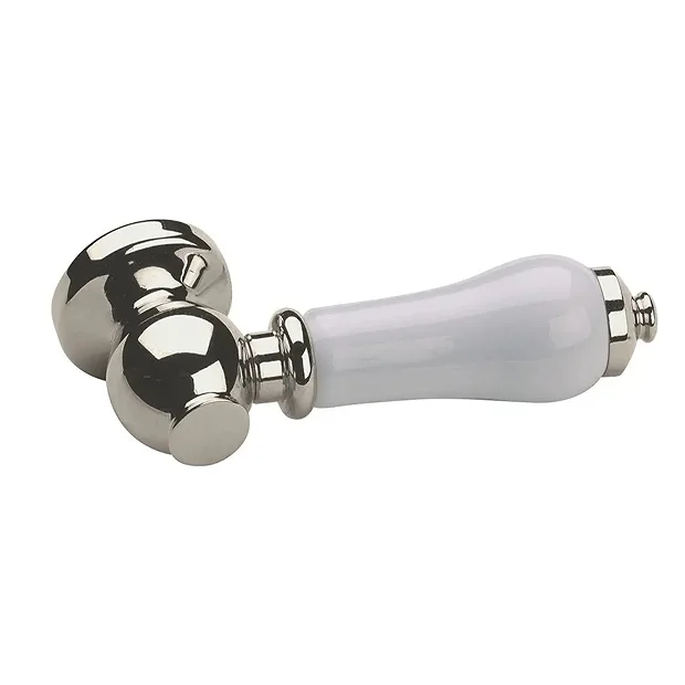 Imperial Polished Nickel Cistern Lever Handle With White Ceramic Handle 1 Imperial Polished Nickel Cistern Lever Handle With White Ceramic Handle
